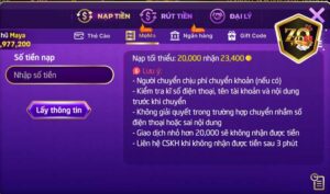 Hiện Zozo68 cho phép bạn nạp qua ví điện tử Momo