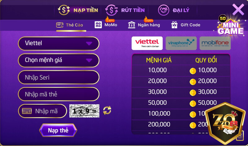 Zozo68 - Game bài đổi thưởng uy tín 2025 - Tặng 100k 12 Zozo68 hỗ trợ đa dạng hình thức thanh toán